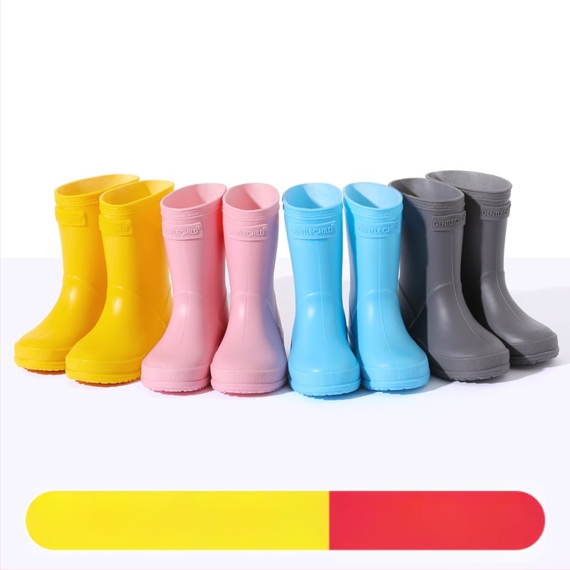 Gyerekek esőcsizmája PVC vízálló, csúszásmentes puha talpú, alacsony sarok 1–3 cm