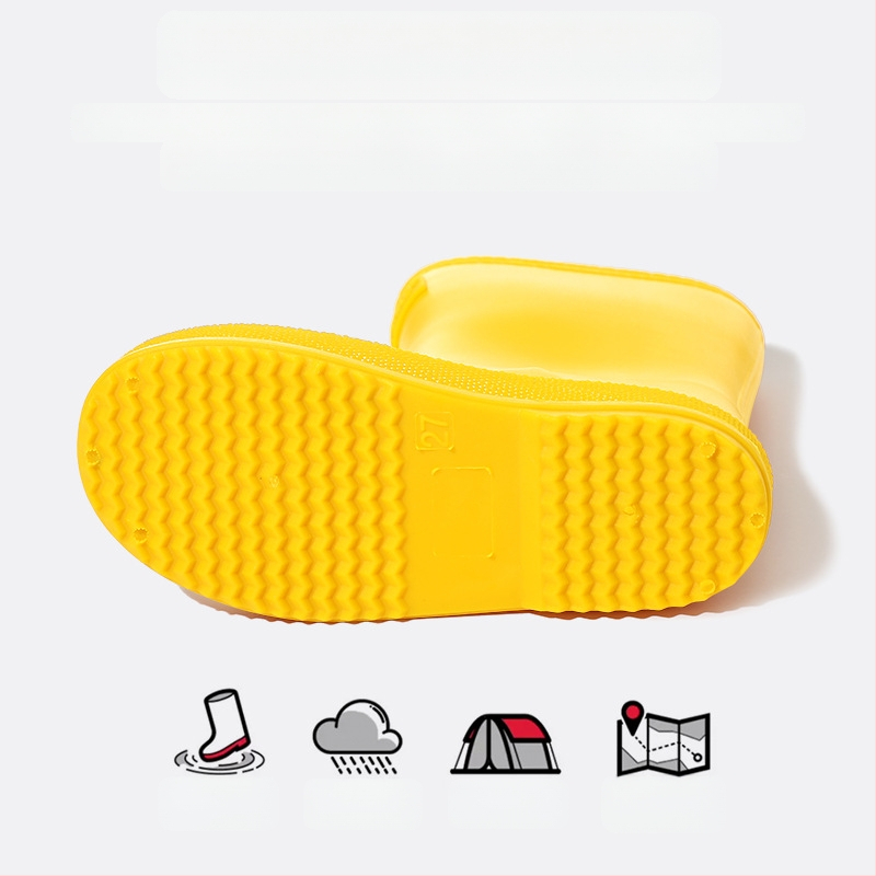 Bērnu lietus zābaki PVC, ūdensdroši, pretslīdējoša mīkstā zole, zems papēdis 1–3 cm