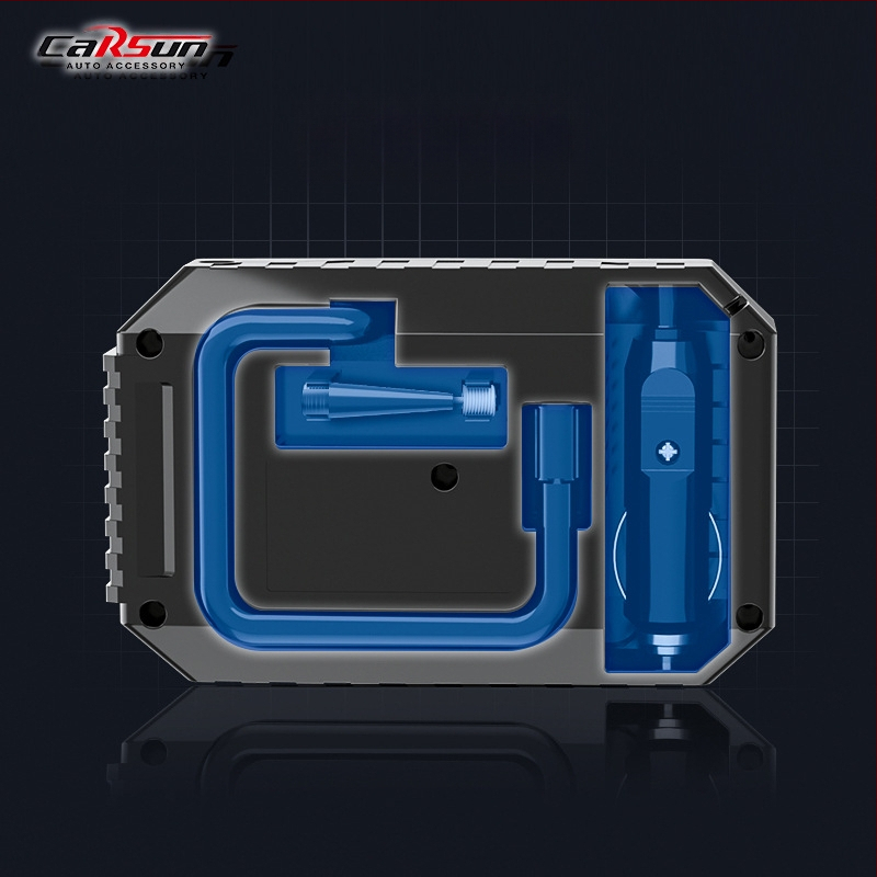 Elektrinis automobilio mini padangų siurblys su naktiniu apšvietimu, 12V, 80W, 25 L/min, akumuliatoriaus maitinimas, 3 m laidas