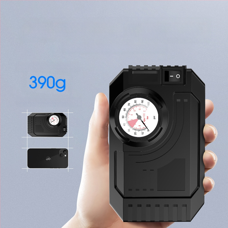 Elektrinis automobilio mini padangų siurblys su naktiniu apšvietimu, 12V, 80W, 25 L/min, akumuliatoriaus maitinimas, 3 m laidas