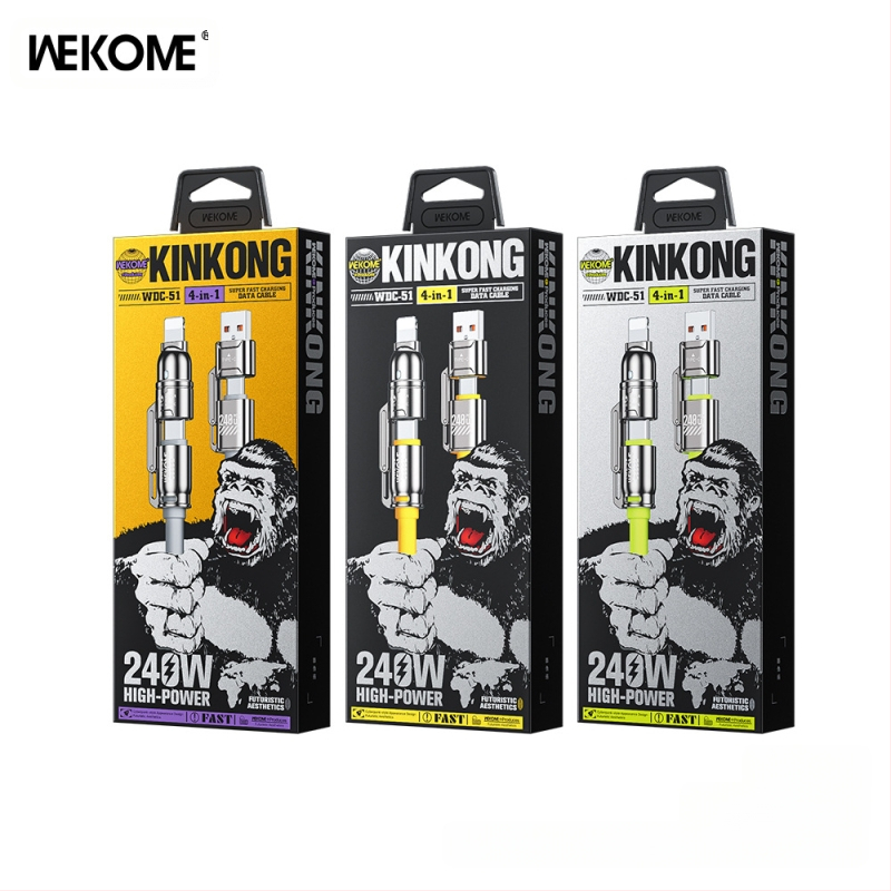WEKOME dijamantni atom 240W silikonski kabel za podatke i brzo punjenje, 4-in-1, WDC-51