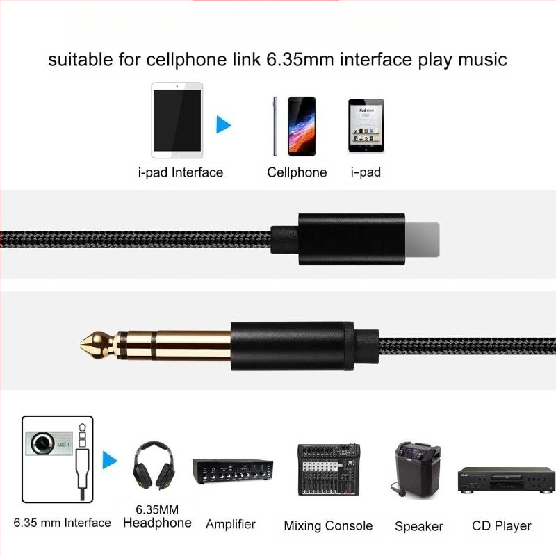 Слушалков адаптер за Apple аудио устройства — EDELINK YUl65001, Lightning към 6,5 мм стерео, кабел 4.0