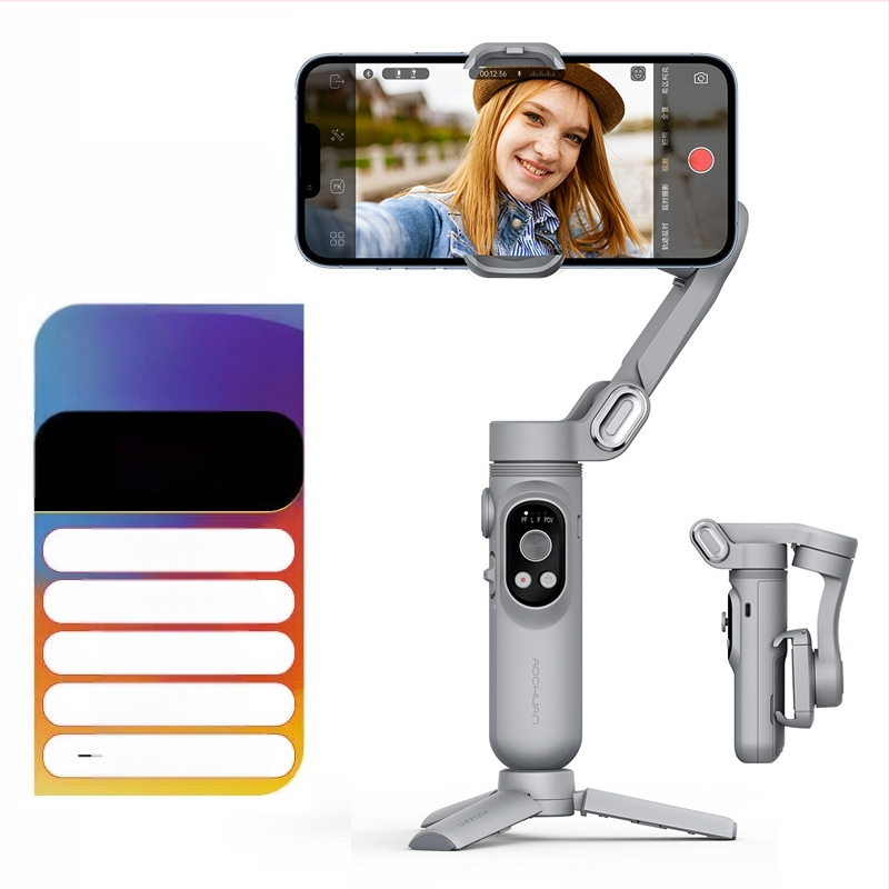 Okawa σταθεροποιητής smartphone με τρεις άξονες και παρακολούθηση προσώπου, φορητός γκίμπαλ για βίντεο. Συμβατός με τηλέφωνα έως πλάτος 88 mm και βάρος έως 280 g; βάρος συσκευής 295 g; χειροκίνητη εγκατάσταση; κυκλοφόρησε το 2022; 1ετής εγγύηση.