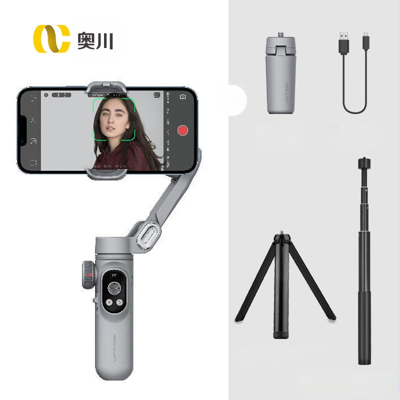 Okawa σταθεροποιητής smartphone με τρεις άξονες και παρακολούθηση προσώπου, φορητός γκίμπαλ για βίντεο. Συμβατός με τηλέφωνα έως πλάτος 88 mm και βάρος έως 280 g; βάρος συσκευής 295 g; χειροκίνητη εγκατάσταση; κυκλοφόρησε το 2022; 1ετής εγγύηση.