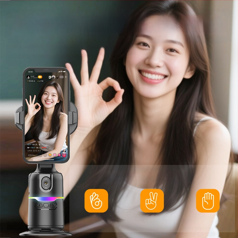 Okostelefonhoz tartozó gimbal automata követéssel és 360° forgással — szerelés nélkül, tömeg 290 g, 1 év garancia