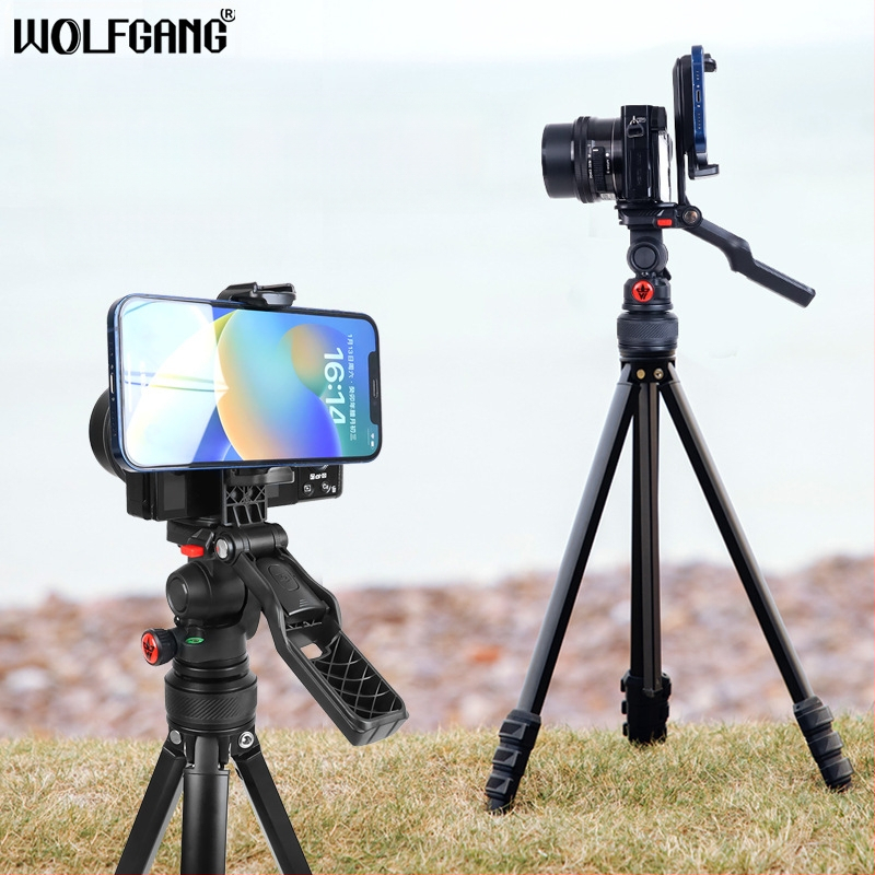 Universal τρίποδο για κινητά τηλέφωνα και κάμερες με κεφαλή 3D, κατασκευή από κράμα αλουμινίου τεσσάρων τμημάτων, υποστηρίζει έως 3,5 kg, με πλάκα ταχείας απελευθέρωσης