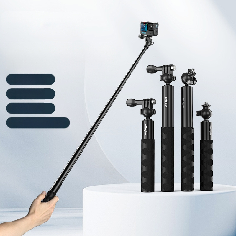 Baston selfie extensibil cu cap de bilă pentru camere sportive – aliaj de aluminiu + oțel inoxidabil; Compatibil Insta360, DJI, GoPro; Brand Amagisn Amy