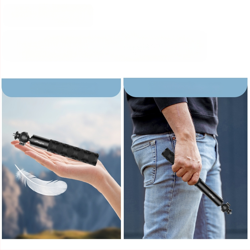 Izstiepjams selfie sticks ar kugļu galvu sportkamerām – alumīnija sakausējums + nerūsējošais tērauds; saderīgs ar Insta360, DJI, GoPro; zīmols Amagisn Amy