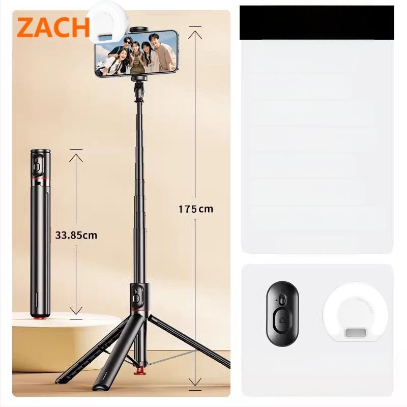 Nuotraukų ir vaizdo įrašų trikojis iš ABS + aliuminio lydinio, vaizdo stabilizavimas, įmontuotas apšvietimas, Bluetooth, nuotolinio valdymo pultas