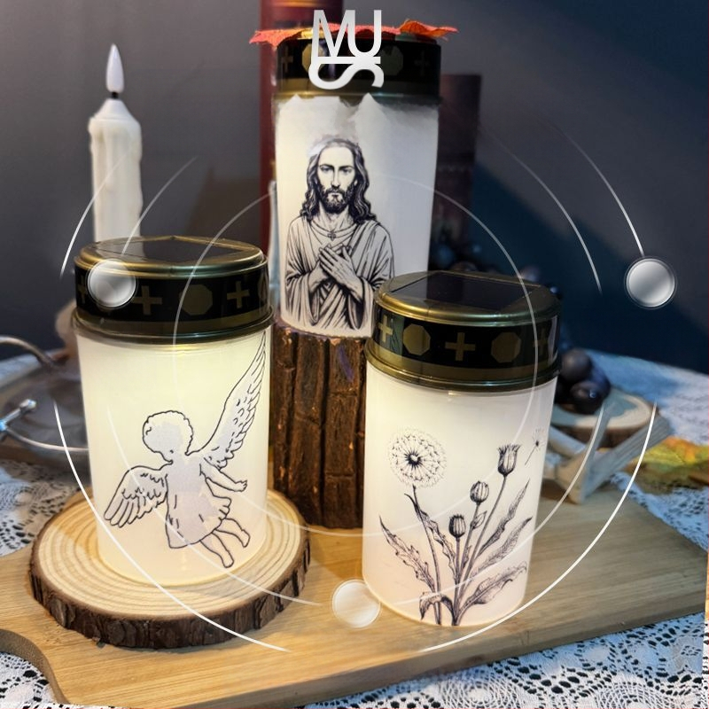 THIKIN elektroninė žvakė bažnyčiai, cilindrinė forma, PP medžiaga, pusiau rankinis ir pusiau mechaninis gaminimas