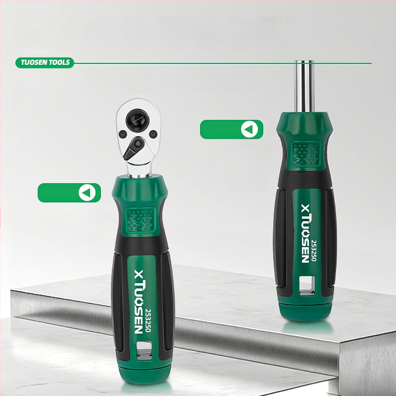 Tuosen ratchet veržtuvų rinkinys su keičiamais bitais, kryžminė ir plokščia galvutė, anglies plienas