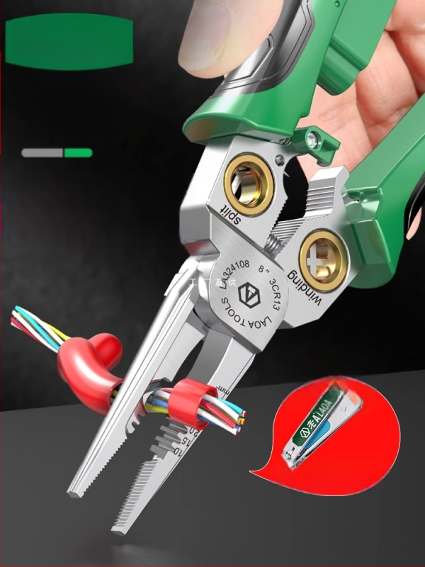 8-u-1 električarske kliješta s mjerenjem napona, skidanje izolacije, rezanje vodiča i krimpanje