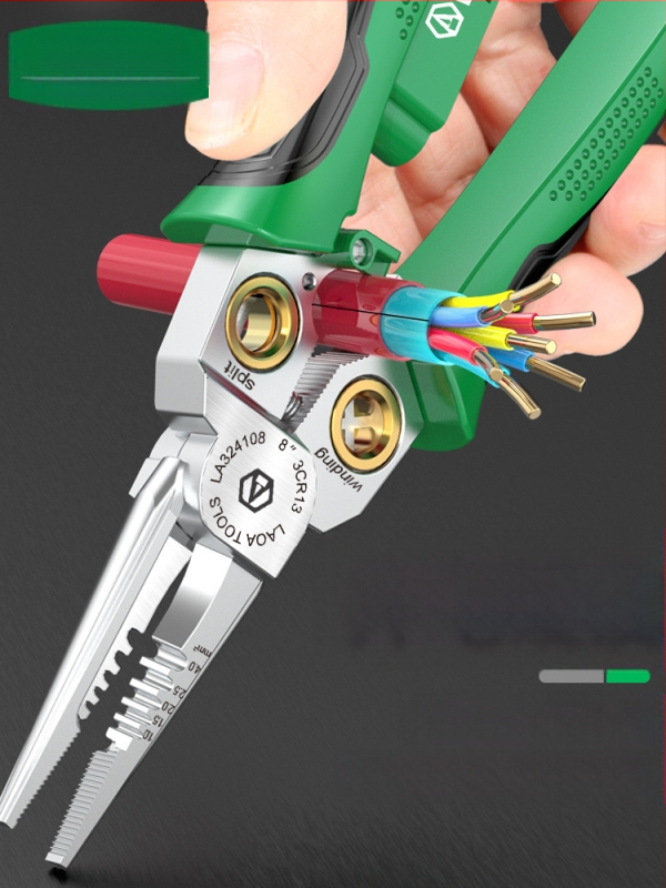 8-u-1 električarske kliješta s mjerenjem napona, skidanje izolacije, rezanje vodiča i krimpanje
