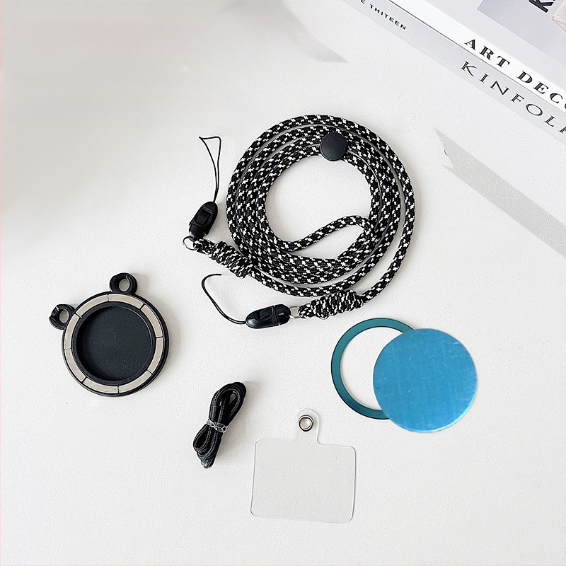 Pandantiv magnetic pentru telefon – două culori, compatibil MagSafe, șnur țesut pentru gât