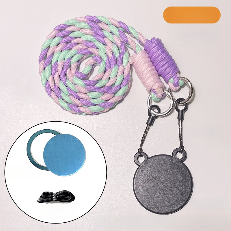 Pandantiv magnetic pentru telefon – două culori, compatibil MagSafe, șnur țesut pentru gât