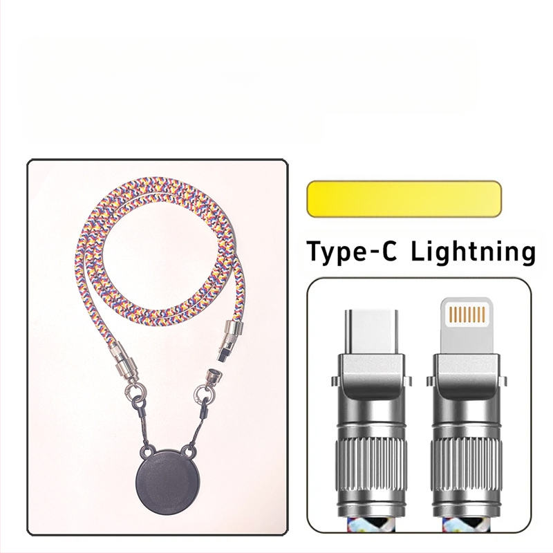 Pandantiv magnetic pentru telefon – două culori, compatibil MagSafe, șnur țesut pentru gât