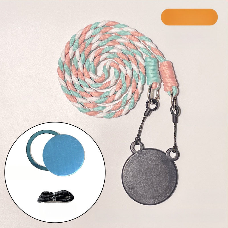 Pandantiv magnetic pentru telefon – două culori, compatibil MagSafe, șnur țesut pentru gât