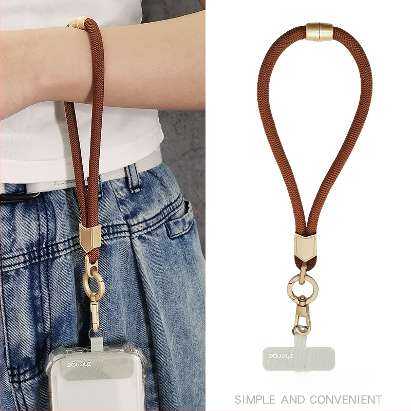 Jane grids Telefonų laikiklis, reguliuojamas riešo dirželis, trumpas pintas virvė, geometrinis pakabukas, daugiafunkcinis lauko aksesuaras