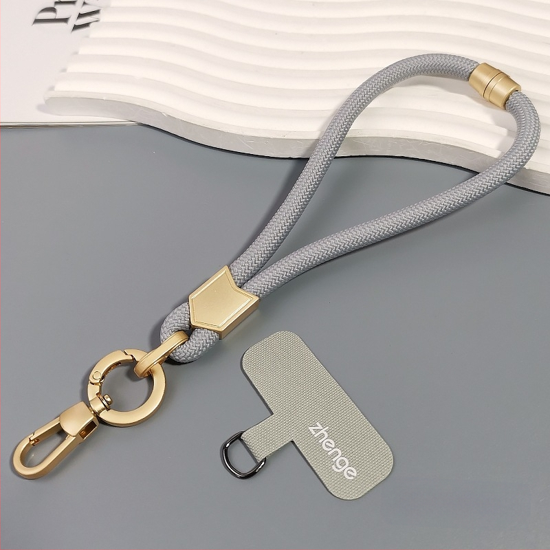 Jane grids Telefonų laikiklis, reguliuojamas riešo dirželis, trumpas pintas virvė, geometrinis pakabukas, daugiafunkcinis lauko aksesuaras