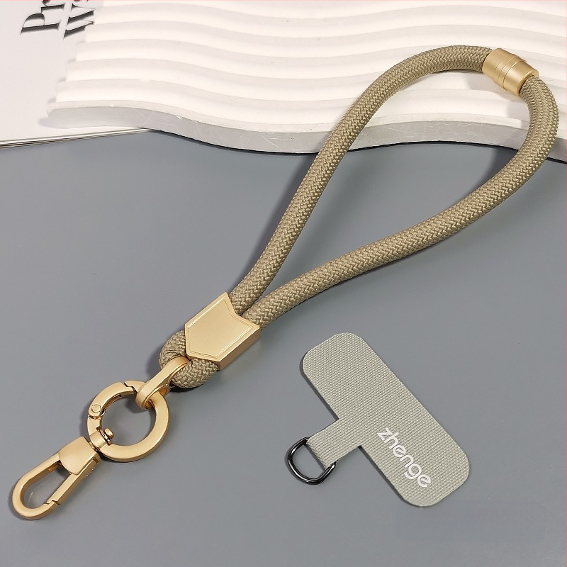 Jane grids Telefonų laikiklis, reguliuojamas riešo dirželis, trumpas pintas virvė, geometrinis pakabukas, daugiafunkcinis lauko aksesuaras