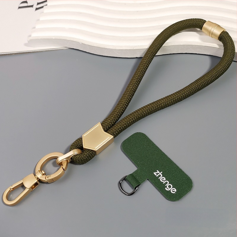 Jane grids Telefonų laikiklis, reguliuojamas riešo dirželis, trumpas pintas virvė, geometrinis pakabukas, daugiafunkcinis lauko aksesuaras