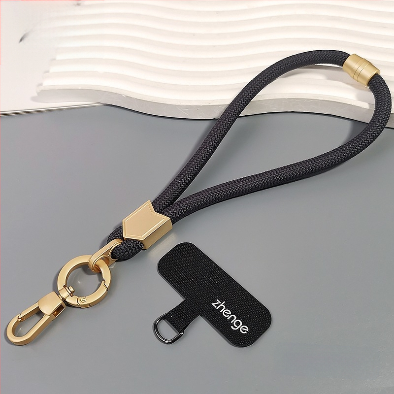 Jane grids Telefonų laikiklis, reguliuojamas riešo dirželis, trumpas pintas virvė, geometrinis pakabukas, daugiafunkcinis lauko aksesuaras