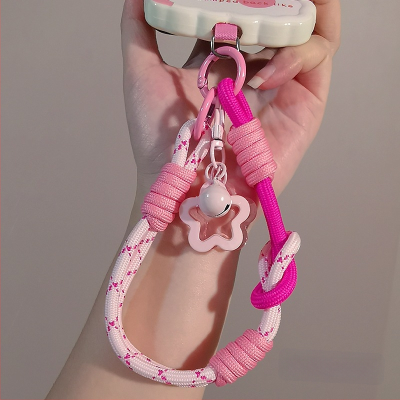 Moteriškas telefono ritė riešui, megztas, reguliuojamas, dvigubos paskirties, rankų darbo, geometrinis pakabukas