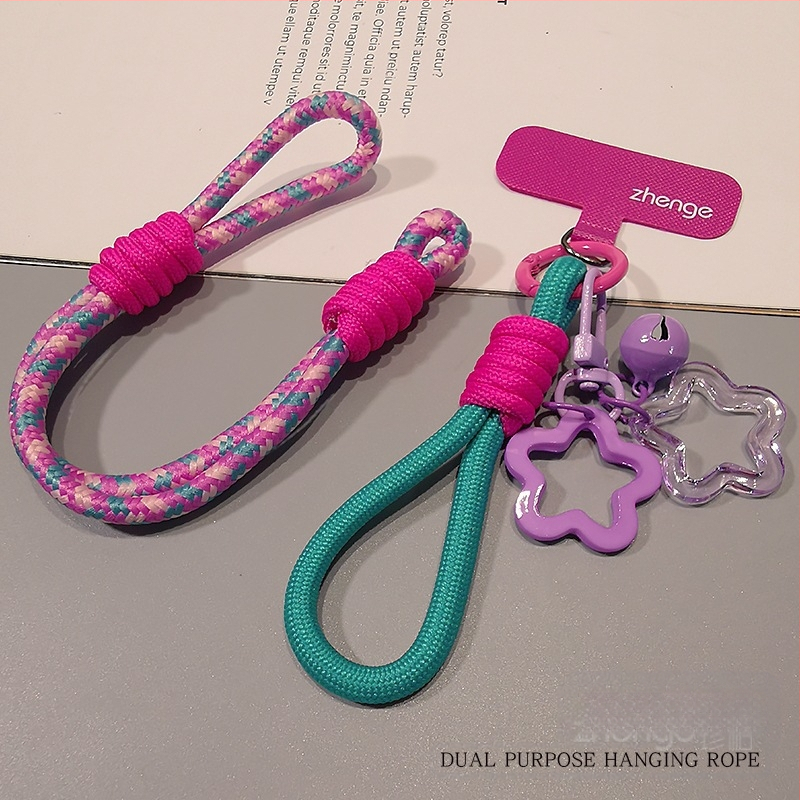 Moteriškas telefono ritė riešui, megztas, reguliuojamas, dvigubos paskirties, rankų darbo, geometrinis pakabukas