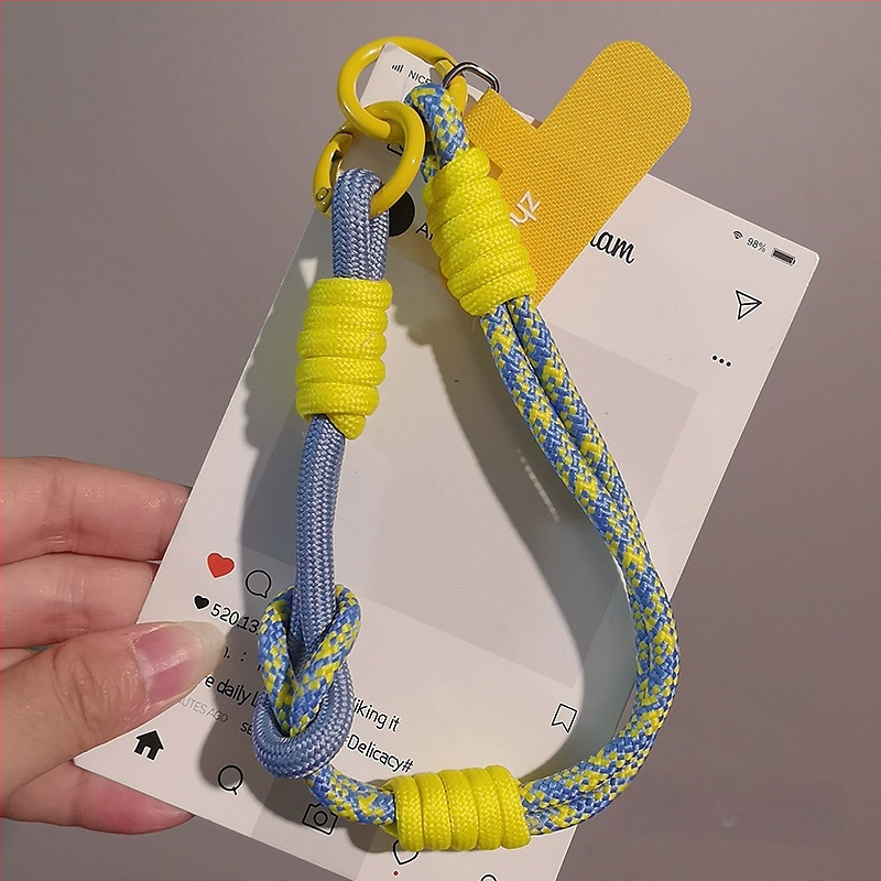 Moteriškas telefono ritė riešui, megztas, reguliuojamas, dvigubos paskirties, rankų darbo, geometrinis pakabukas