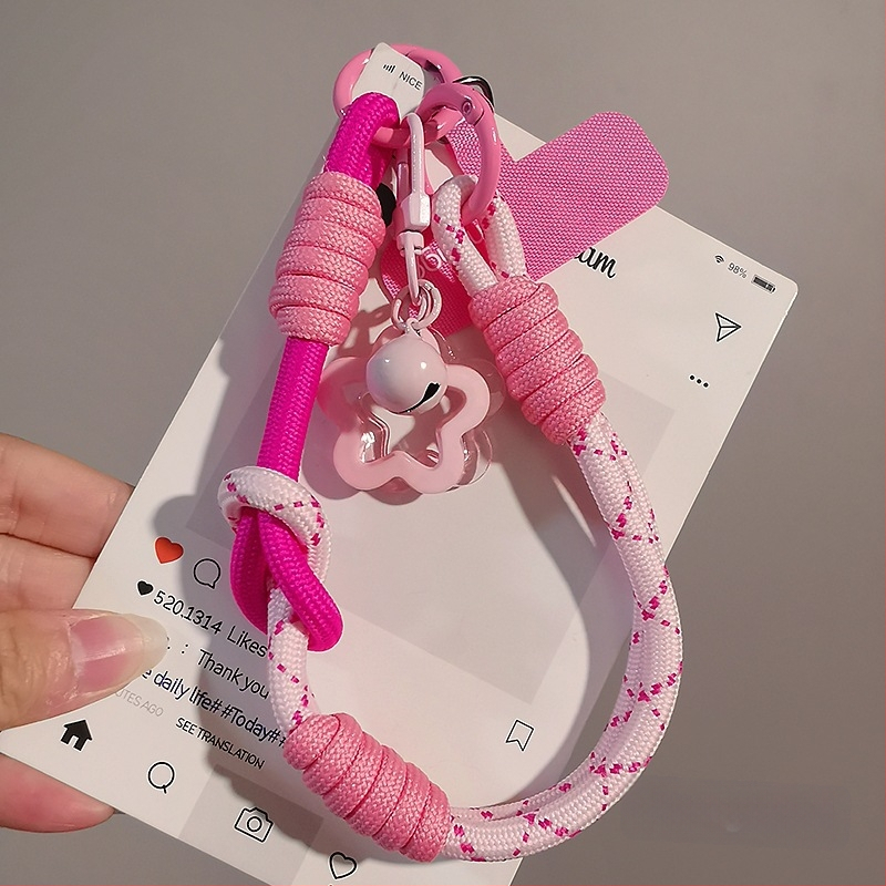 Moteriškas telefono ritė riešui, megztas, reguliuojamas, dvigubos paskirties, rankų darbo, geometrinis pakabukas