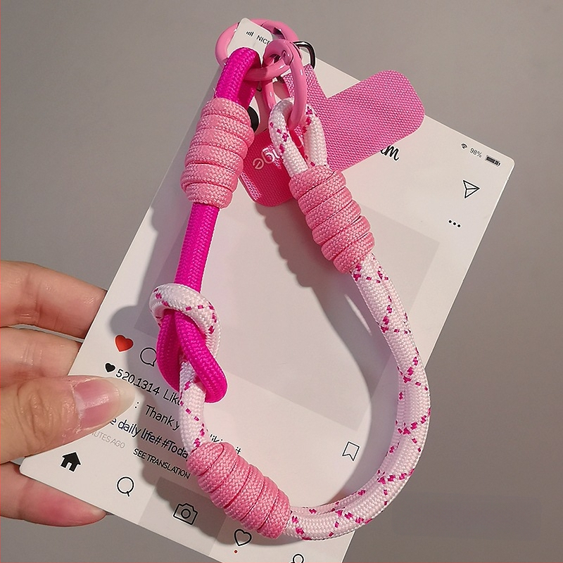 Moteriškas telefono ritė riešui, megztas, reguliuojamas, dvigubos paskirties, rankų darbo, geometrinis pakabukas