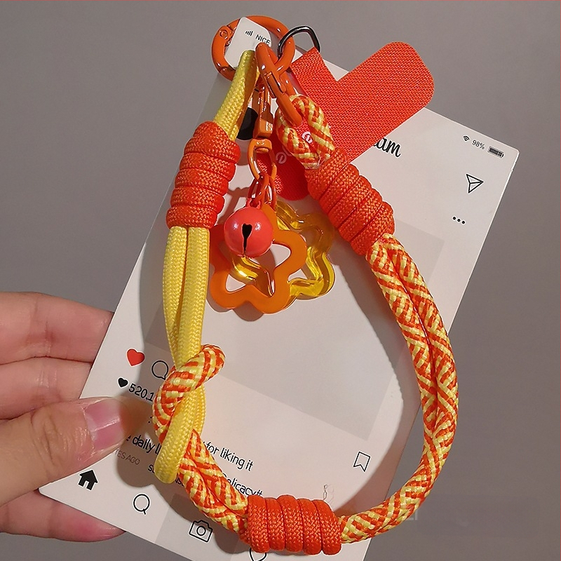 Moteriškas telefono ritė riešui, megztas, reguliuojamas, dvigubos paskirties, rankų darbo, geometrinis pakabukas