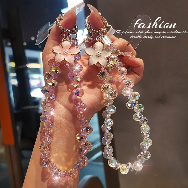Rankų darbo telefonų grandinė su kristalų pakabuku moterims, geometrinis pakabukas, daugiafunkcinis