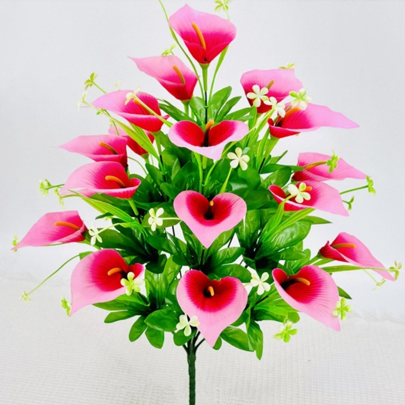 18 galvų Calla Lily, matinio audinio puokštė, dirbtiniai žiedai