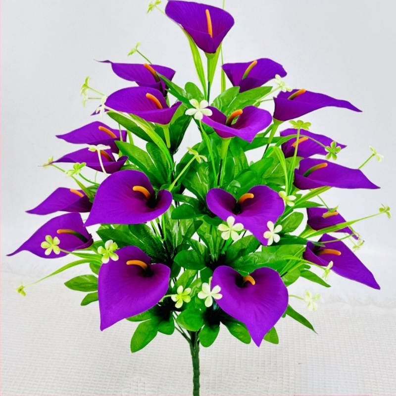 18 galvų Calla Lily, matinio audinio puokštė, dirbtiniai žiedai