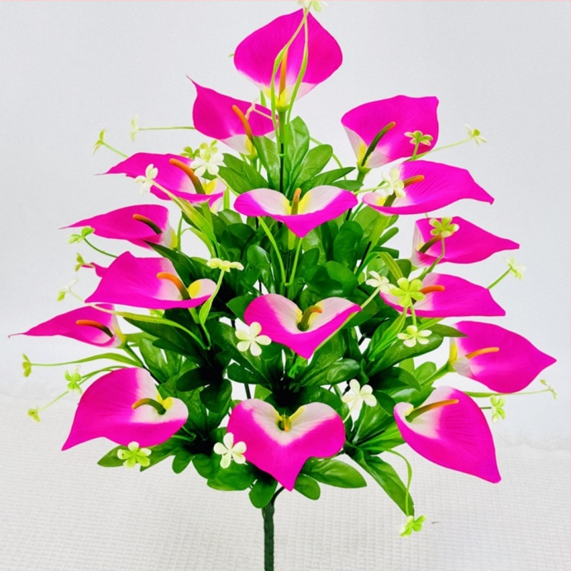 18 galvų Calla Lily, matinio audinio puokštė, dirbtiniai žiedai