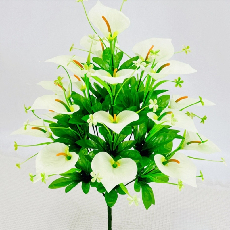 18 galvų Calla Lily, matinio audinio puokštė, dirbtiniai žiedai