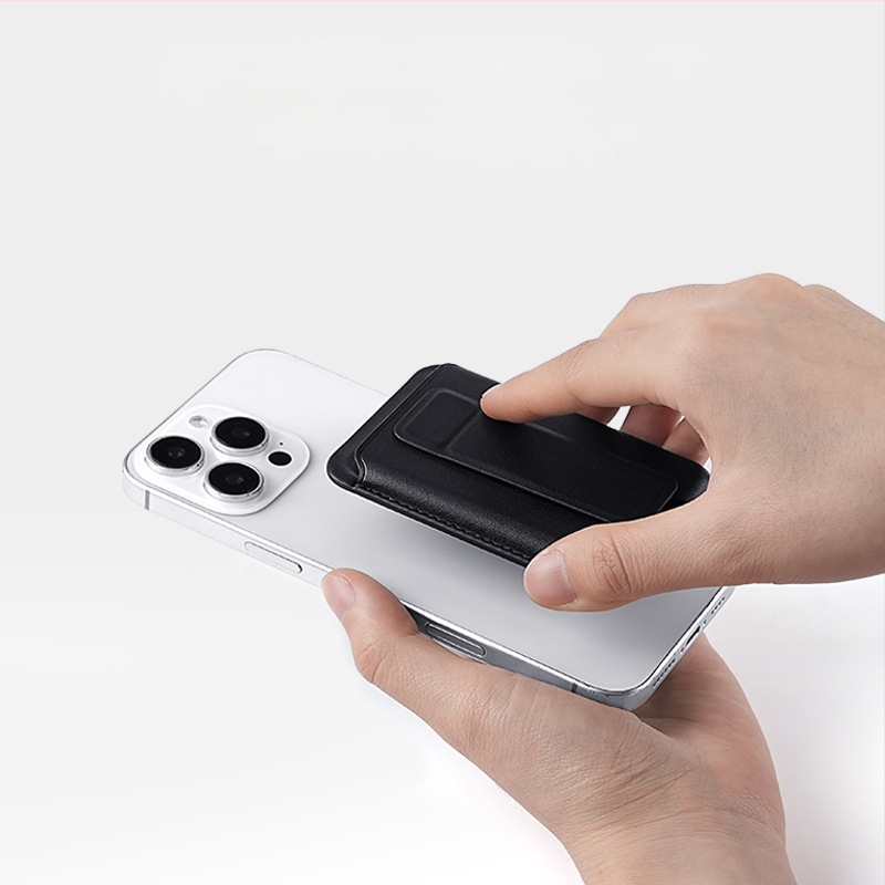 Huazhan PU mágneses kártyatartó állvánnyal iPhone 16-hoz – városi minimalista stílus, egyszínű dizájn, PU bélés és magnetos fogás, kopásálló és bővíthető, uniszex, 2025 tavasz