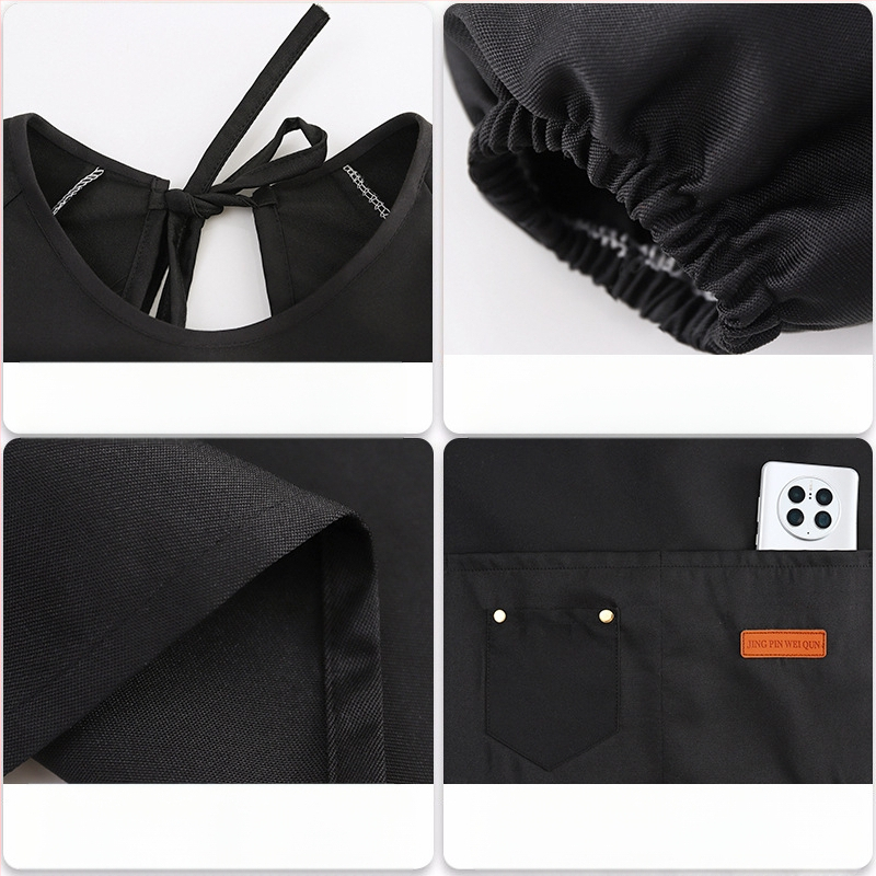 Hao Jin ujjúval ellátott kötény cateringhez, poliészter-pamutszövet, folt- és kopásálló