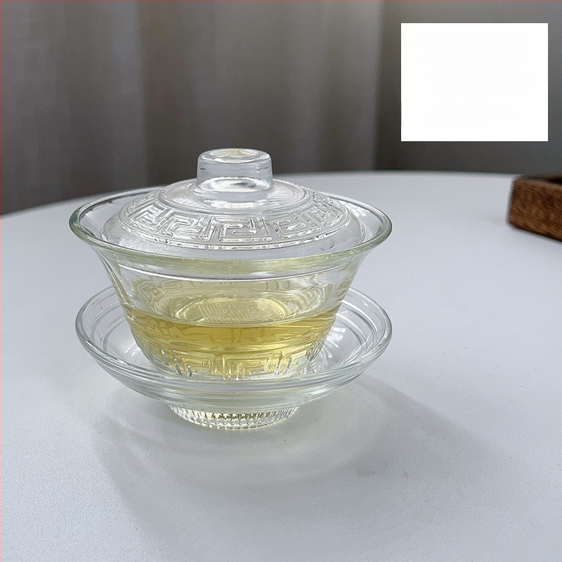 Чаша за чай - стъклена, новокитайски стил, еднослойна, шестчленен комплект, печат на лого наличен