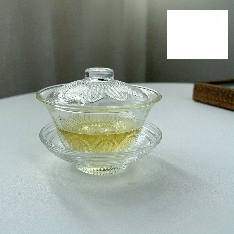 Чаша за чай - стъклена, новокитайски стил, еднослойна, шестчленен комплект, печат на лого наличен