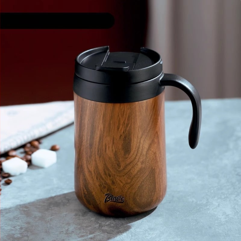 Kavos puodelis – modernus minimalistinis stilius, spausdintas logotipas, tinkama biurui, namams, automobiliui ir lauko naudojimui, svoris 0,3 kg