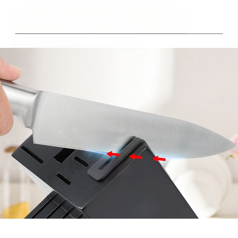 16 dalių nerūdijančio plieno virtuvinių peilių rinkinys su tuščiavidure rankena, 3Cr serijos ašmenys, įmontuotas šlifuoklis ir masyvaus medžio peilių laikiklis