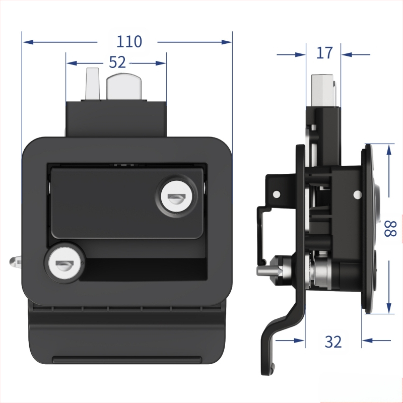 Inžinerinės plastiko RV durų spyna – modelis 10204, automobilių durų apsaugos spyna, Super C lygio cilindras, mechaninė RV spyna