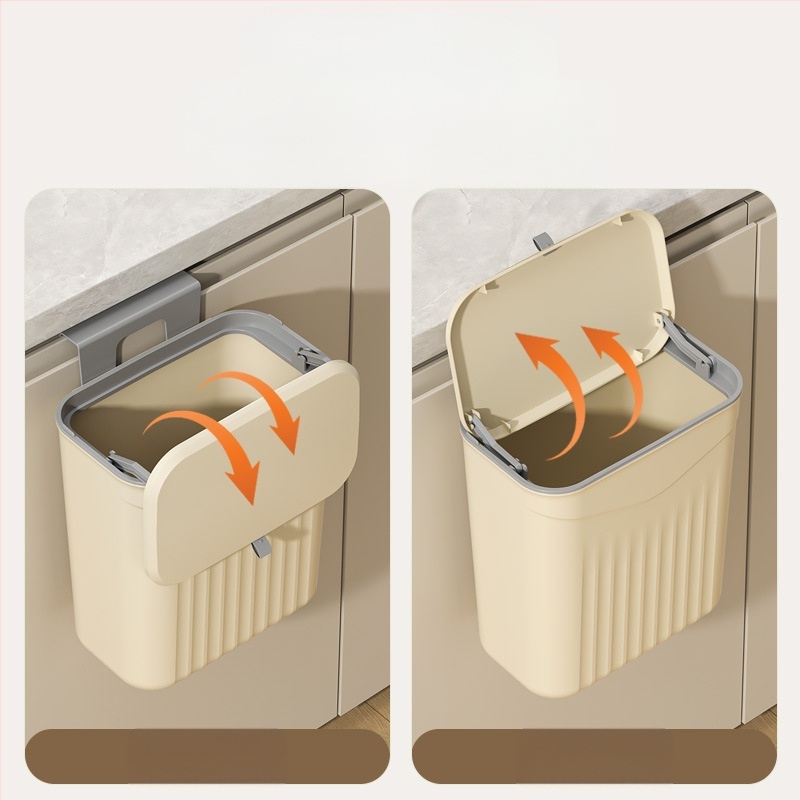 Sienas virtuves atkritumu urna ar atveramu vāku, plastiska, ietilpība >12 L, kvadrātveida forma, mājsaimniecības lietošanai