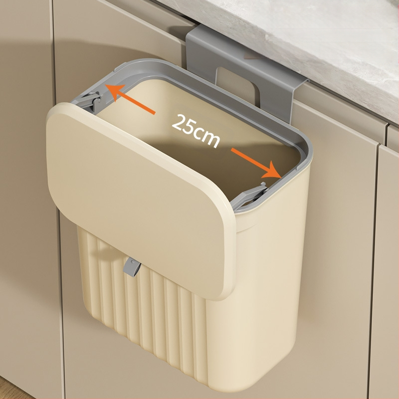 Sienas virtuves atkritumu urna ar atveramu vāku, plastiska, ietilpība >12 L, kvadrātveida forma, mājsaimniecības lietošanai