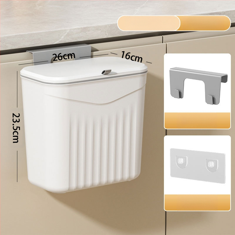 Sienas virtuves atkritumu urna ar atveramu vāku, plastiska, ietilpība >12 L, kvadrātveida forma, mājsaimniecības lietošanai