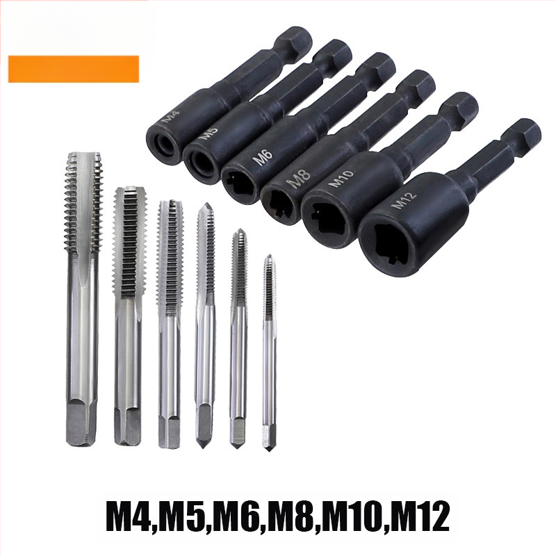 Машинен тап-патрон с удължен нос, 1/4 шестогранен патрон, за резбово нарязване, диапазон M4–M16, за формово производство