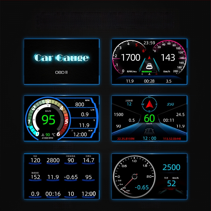 HUD auto displejs ar GPS ātruma mērītāju, OBD, 4 collu LED LCD skārienjutīgs displejs, modelis F11