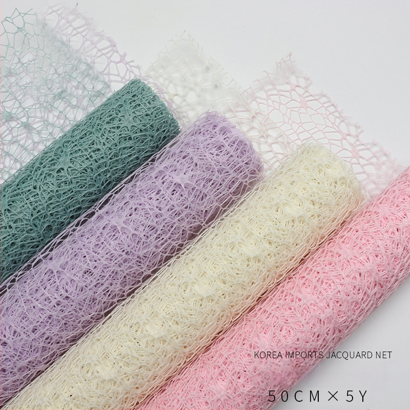 Jacquard tinklo tinklelis gėlių puokštės įvyniojimui, rankinis įvyniojimas, ženklas Sicheng, kilmė Yiwu, privatūs prekiniai ženklai prieinami, tolerancija ±1–2 cm